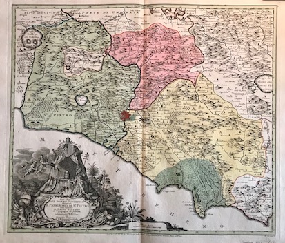 Seutter Matthaeus (1678-1757) Gli Stati del sommo Pontefice chiamati il Patrimonio di S.to Pietro con insieme il Latio vecchio et Campagna di Sabina. Carta geografica esattamente delineata da... 1740 ca.  Augsburg  